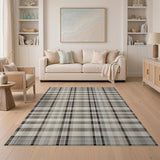 Neutral Beige Plaid Check Area Rug