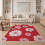 Bold Red Floral Bloom Area Rug