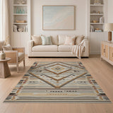 Tan Grey Diamond Southwestern Woven Rug