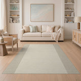 Neutral Beige Bordered Cream Woven Area Rug