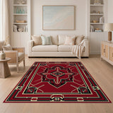 Red Red Art Deco Geometric Area Rug