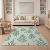 Mint Green Fern Leaf Area Rug