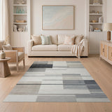 Contemporary Grey Geometric Abstract Rug