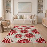 Bold Red Starburst Floral Area Rug