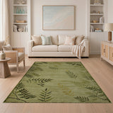 Green Sage Green Fern Leaf Area Rug