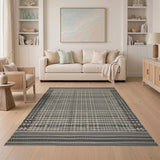 Black and White Black White Geometric Woven Area Rug