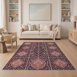Purple Ornate Floral Tile Area Rug