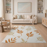 Orange Orange Fern Leaf Pattern Area Rug
