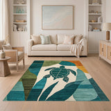 Coastal Teal Sea Turtle Area Rug
