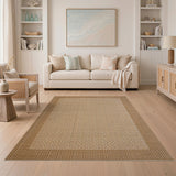 Brown Geometric Woven Border Area Rug