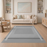 Geometric Modern Grey Layered Geometric Area Rug