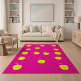 Vibrant Yellow Apples on Hot Pink Area Rug