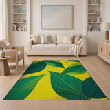 Vibrant Green Leaves Geometric Area Rug