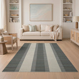 Modern Vertical Grey Striped Area Rug