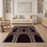 Ornate Red Arched Persian Area Rug