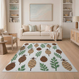 Rustic Pinecone Fern Pattern Area Rug