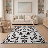 Ornate Floral Scroll Area Rug