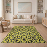 Intricate Yellow Floral Persian Area Rug