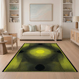 Yellow Sunburst Concentric Geometric Rug