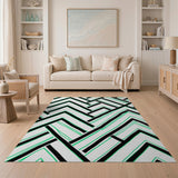 Geometric Black Green Zigzag Area Rug