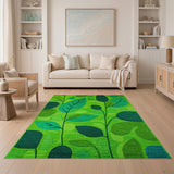 Vibrant Green Leaf Abstract Area Rug