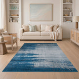 Navy Blue Distressed Abstract Area Rug