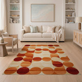 Bold Orange Geometric Circle Area Rug