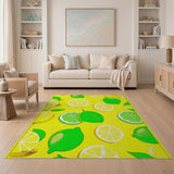 Lemon Lime Fruit Pattern Yellow Area Rug