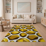 Golden Faceted Polyhedron Geometric Rug