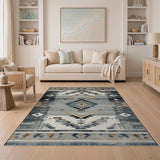 Distressed Grey Southwestern Geometric Area Rug