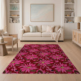 Vibrant Pink Floral Vintage Area Rug