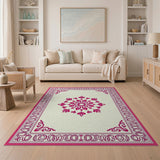 Traditional Persian Pink Ornate Pink Mandala Persian Area Rug