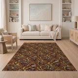 Golden Floral Terracotta Area Rug