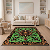 Radiant Sun Mandala Green Area Rug