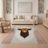 Shaggy Highland Cow Area Rug