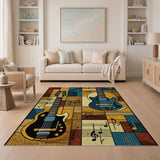 Electric Guitars Music Notes Geometric Rug