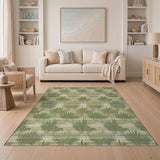 Green Coastal Green Palm Frond Area Rug