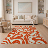 Abstract Area Vibrant Red Swirl Abstract Area Rug