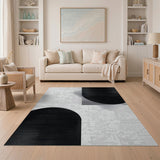 Geometric Modern Black and White Black White Halftone Geometric Area Rug