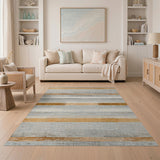 Distressed Vintage Grey Terracotta Stripe Rug