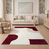 Red and Beige Organic Abstract Area Rug
