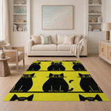 Cheeky Black Cats Sunny Yellow Area Rug