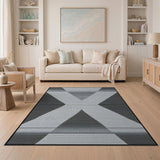 Bold Black White Geometric X Area Rug