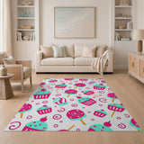 Playful Cupcakes Lollipops Candy Cartoon Area Rug