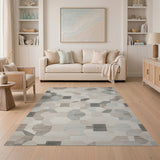Neutral Hexagon Geometric Area Rug