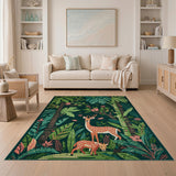 Lush Jungle Spotted Deer Area Rug