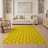 Vibrant Yellow Honeycomb Hexagon Area Rug