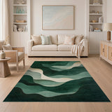 Emerald Waves Abstract Area Rug
