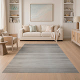 Grey Horizontal Stripe Woven Area Rug