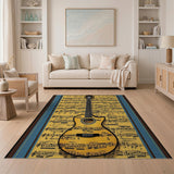 ODIKA Golden Guitar on Vintage Sheet Music Area Rug